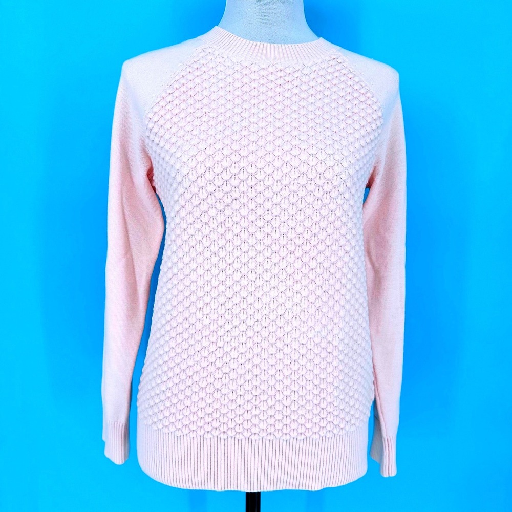 Ted Baker London Pink‎ Textured Popcorn Knit Sweater Size 2 Merino Wool Preppy
